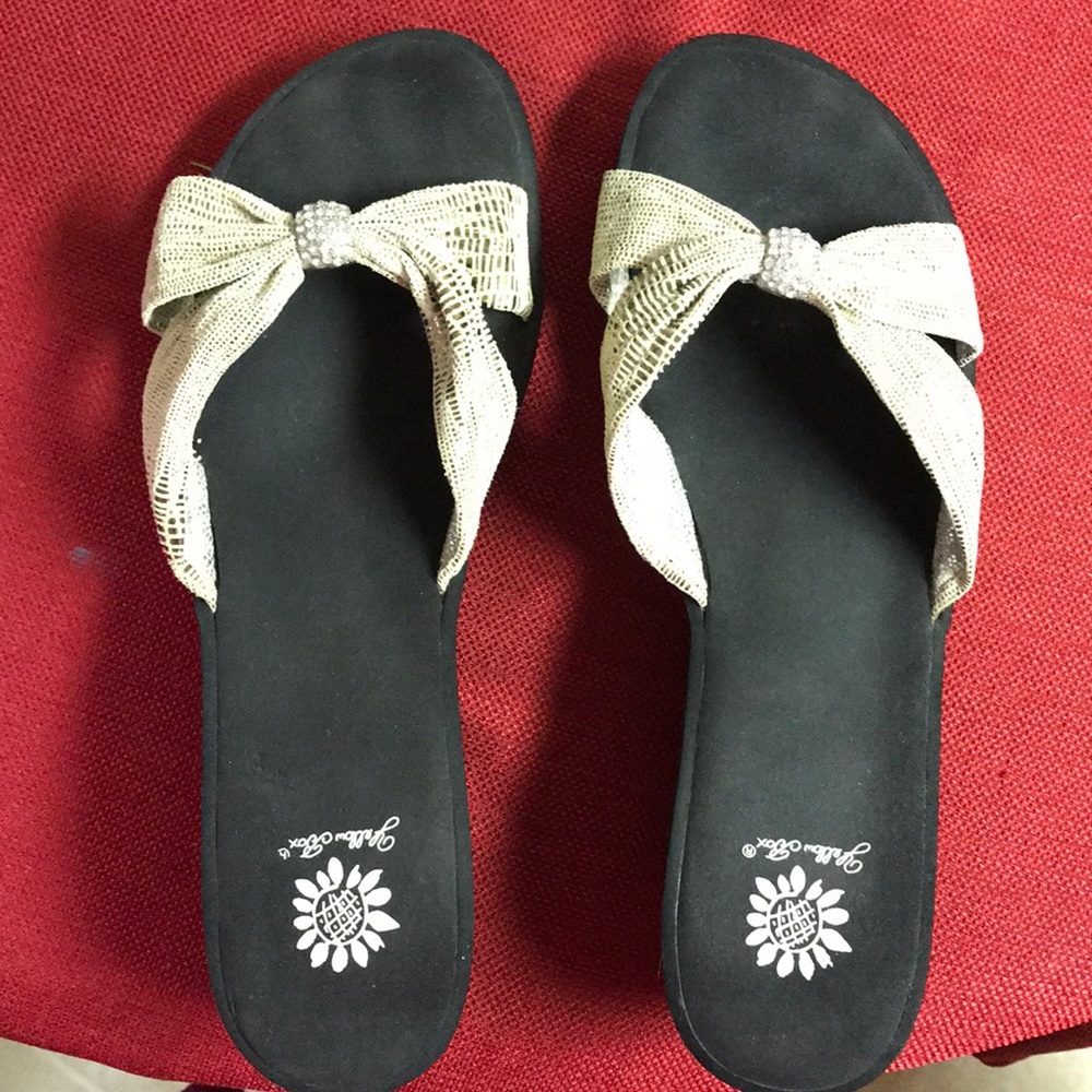 Yellow Box Wedge Flip Flops